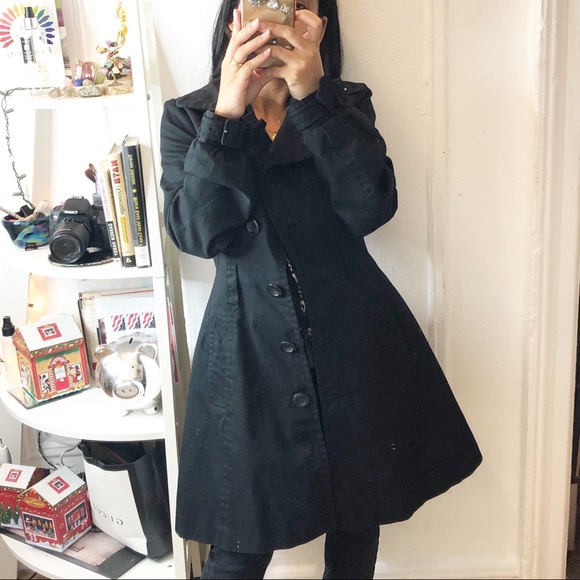 H&M Jackets & Blazers - H&M Black 100% cotton Princess Style Trench Coat
